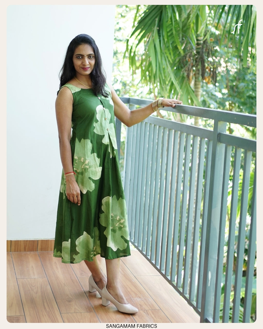 FLORAL PRINTED COTTON ALINE DRESS