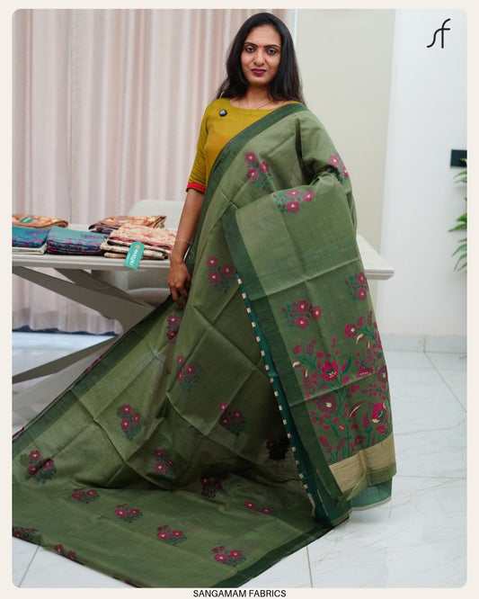 SEMI CHANDERI SILK SAREE