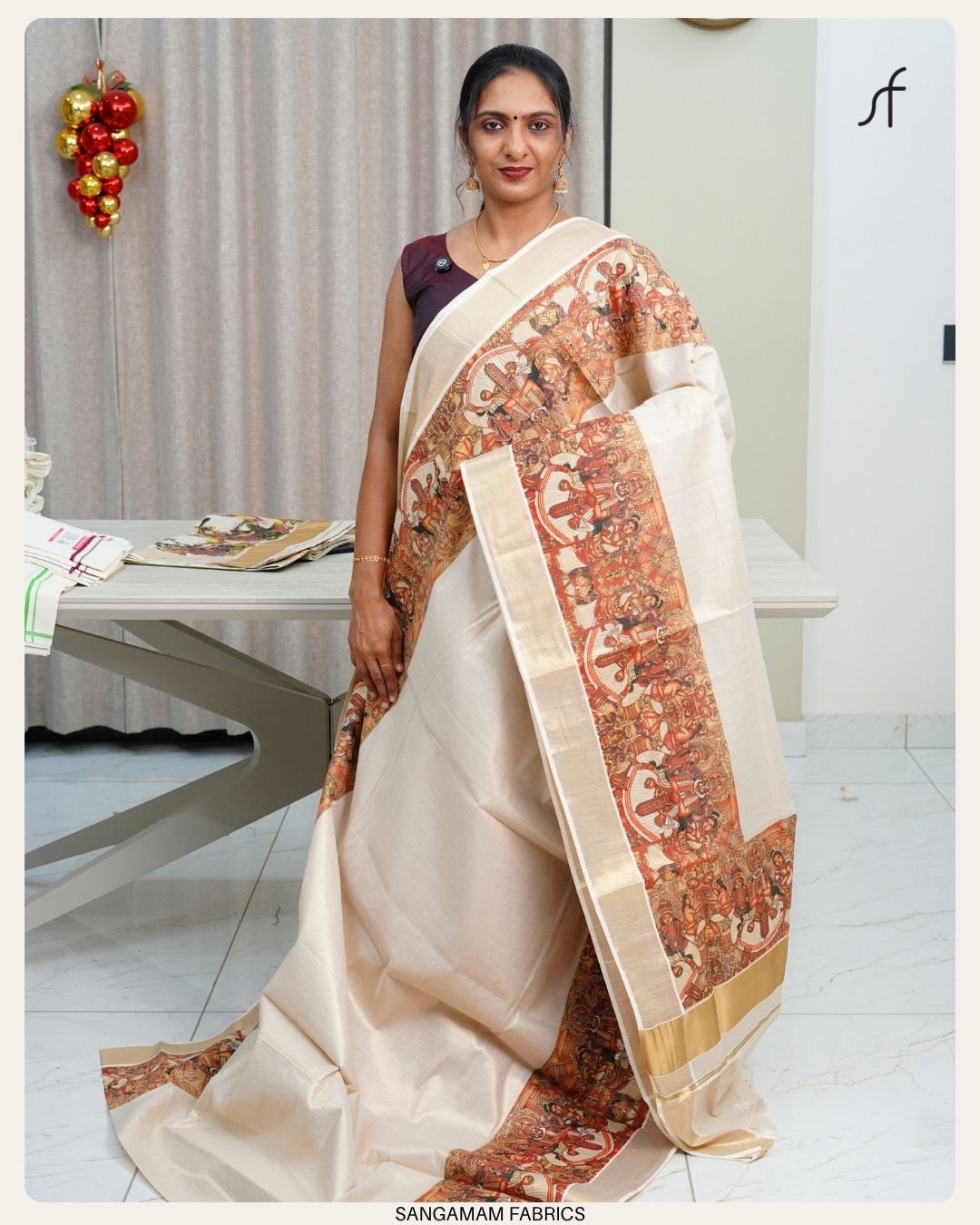 KADHAKALI PRINTED TISSUE SET SAREE