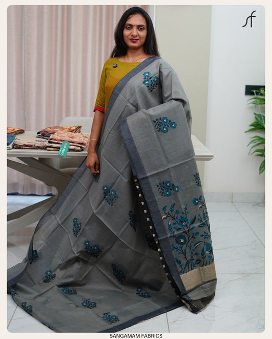 SEMI CHANDERI SILK SAREE
