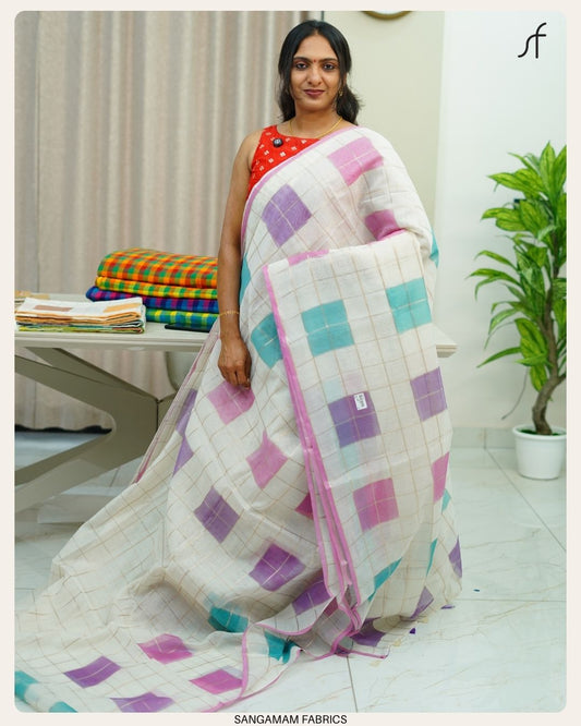 SEMI CHANDERI SILK SAREE