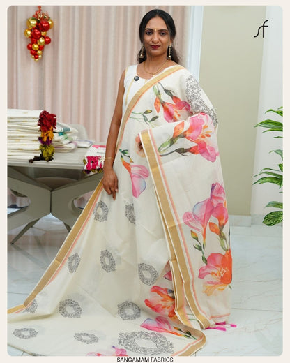 FLORAL PRINTED SET SAREE