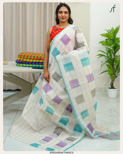 SEMI CHANDERI SILK SAREE