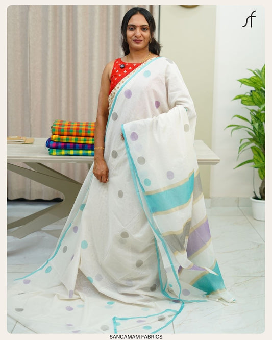 SEMI CHANDERI SILK SAREE