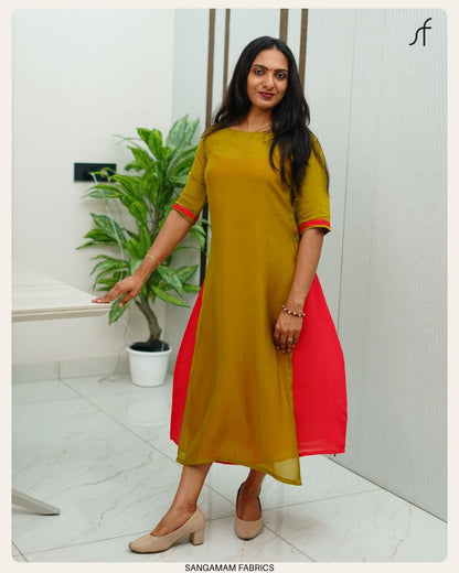 MULL CHANDERI PANEL DRESS
