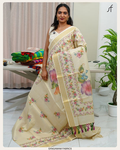 PRINTED DETAILED TISSUE SET SAREE