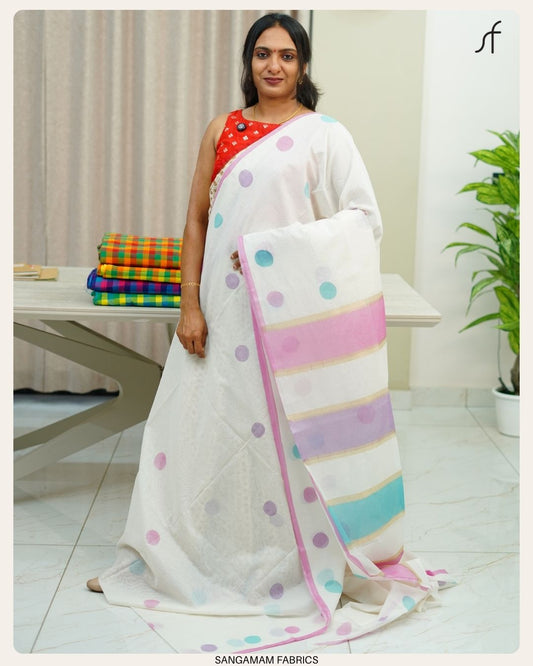 SEMI CHANDERI SILK SAREE