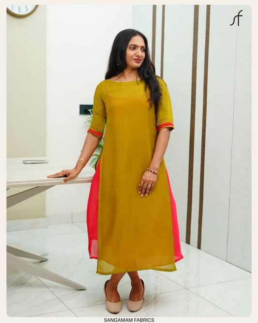 MULL CHANDERI PANEL DRESS