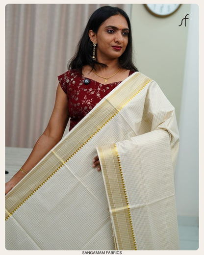 MICRO CHECK DETAILED SET SAREE