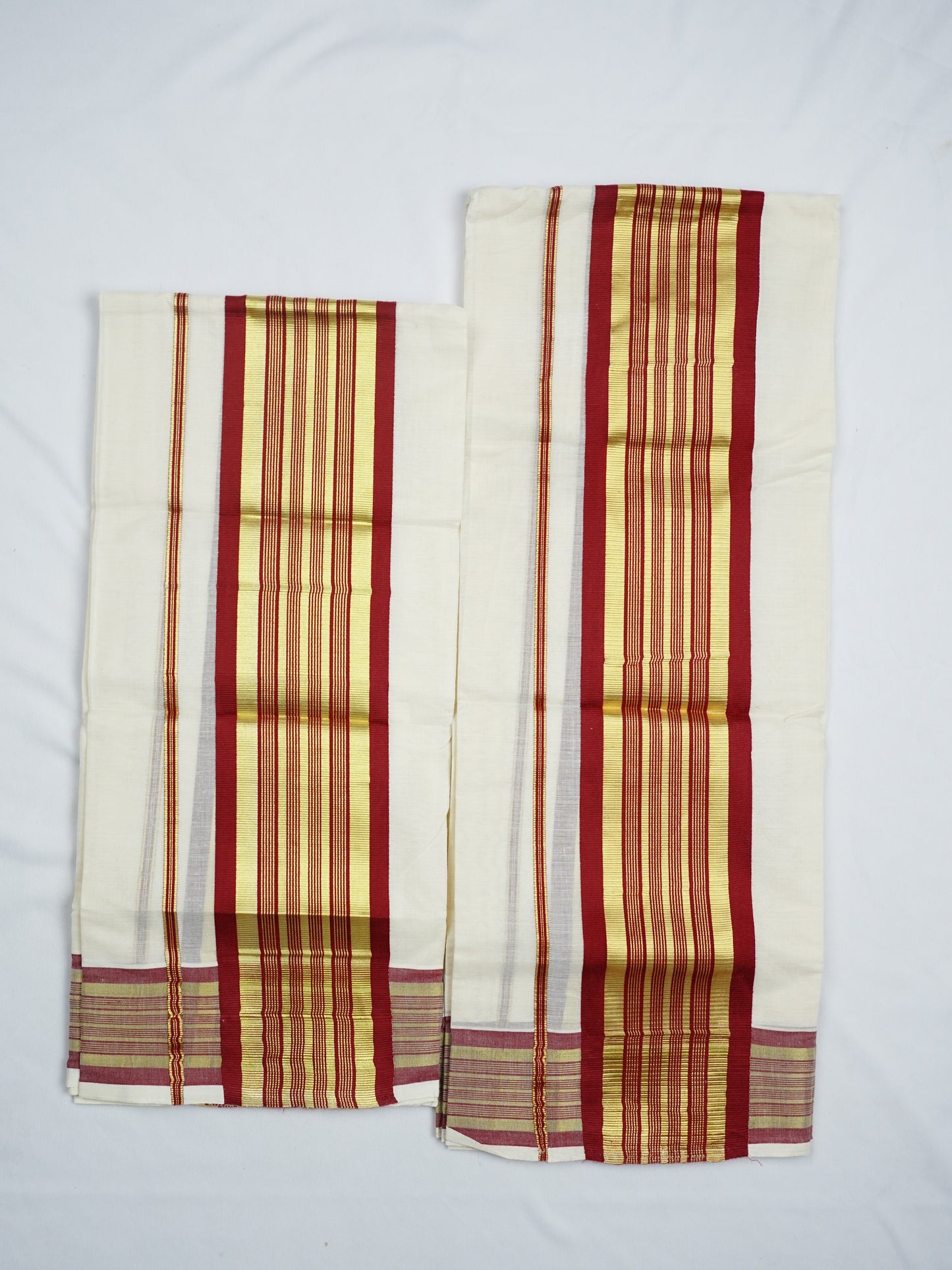 KERALA GOLDEN KASAV AND COLOUR KARA COTTON SETMUNDU 2.50 Meter