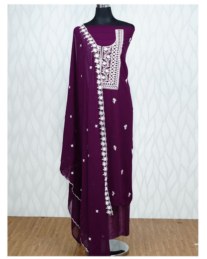 GEORGETTE CHIKANKARI UNSTICHED SALWAR SUIT