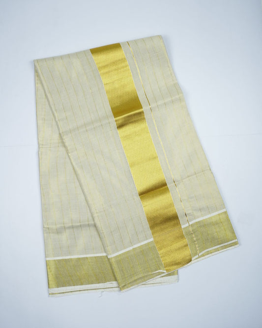 KERALA GOLDEN TISSUE LINE PATTERN SAREE