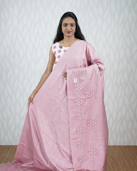 SEMI TUSSAR SILK SAREE WITH EMBROIDERY WORK