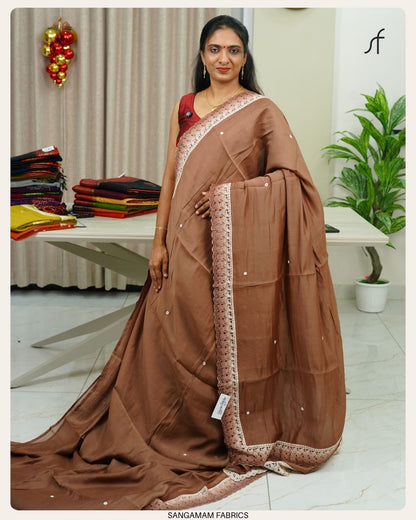 SEMI CHANDERI SILK SAREE