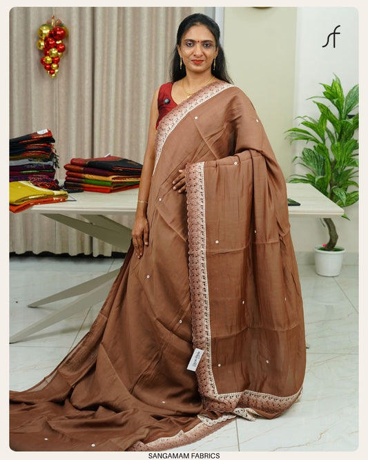 SEMI CHANDERI SILK SAREE