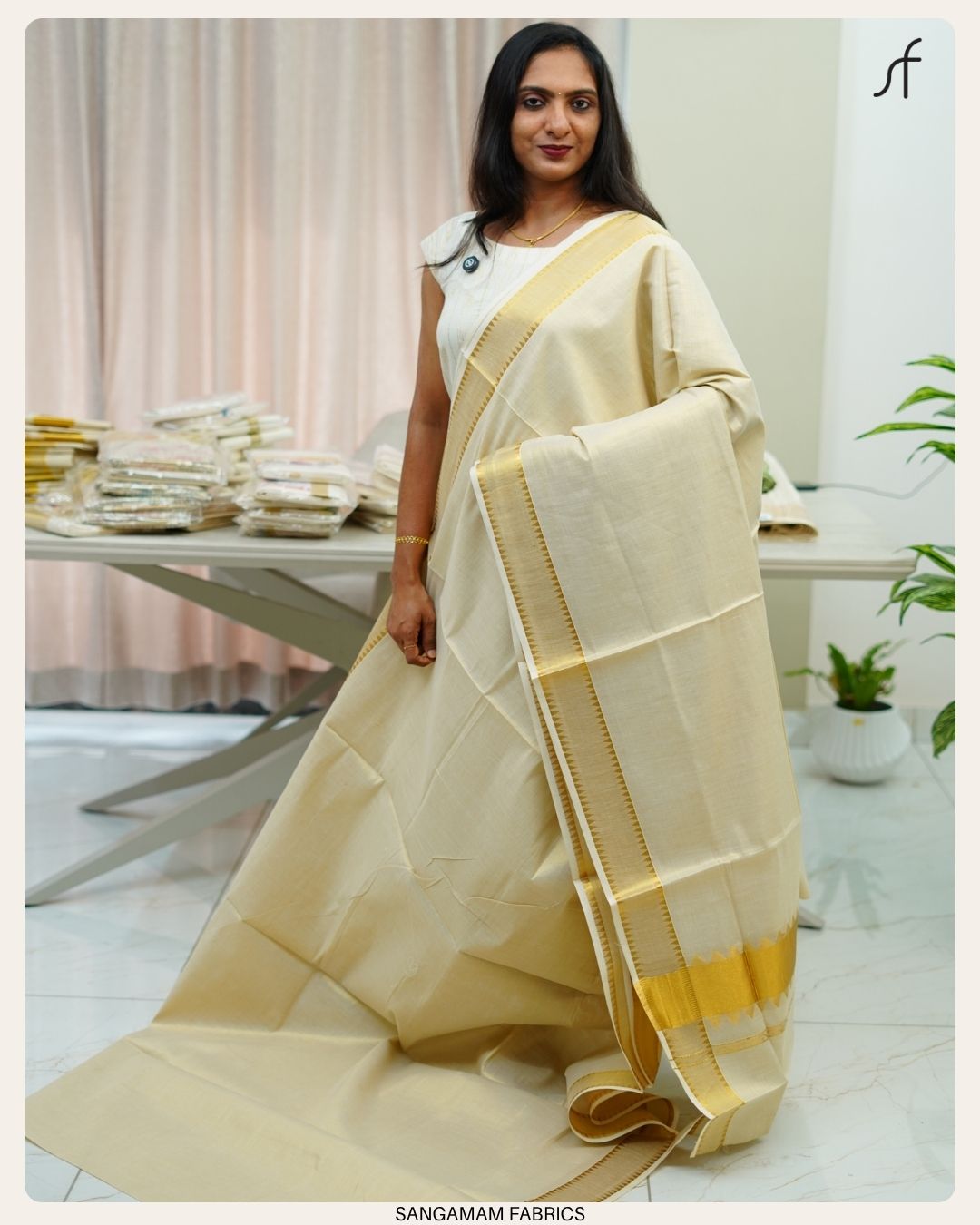 TEMPLE BORDER DETAILED SET SAREE