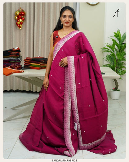 SEMI CHANDERI SILK SAREE