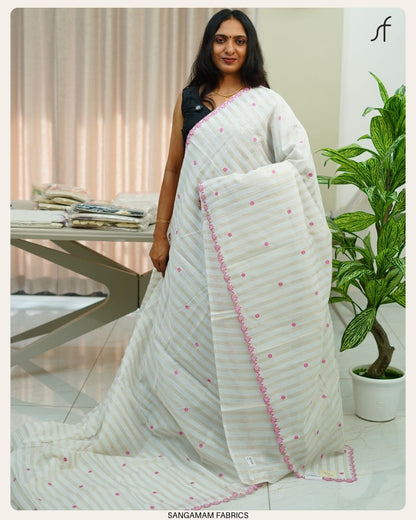 SEMI CHANDERI SILK SAREE
