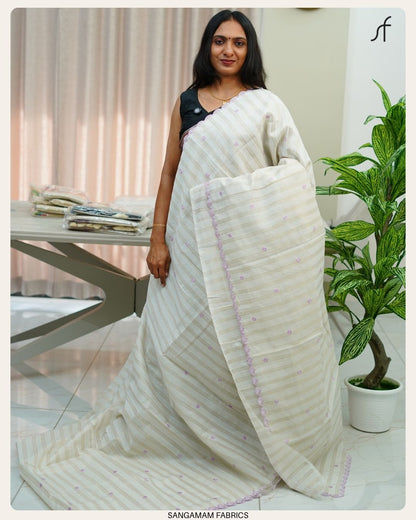 SEMI CHANDERI SILK SAREE