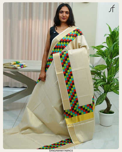 MADRAS CHECK KERALA TISSUE SAREE