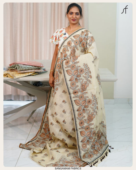 SEMI CHANDERI SILK SAREE