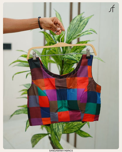 MADRAS CHECK DETAILED READYMADE BLOUSE