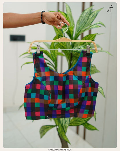 MADRAS CHECK DETAILED READYMADE BLOUSE