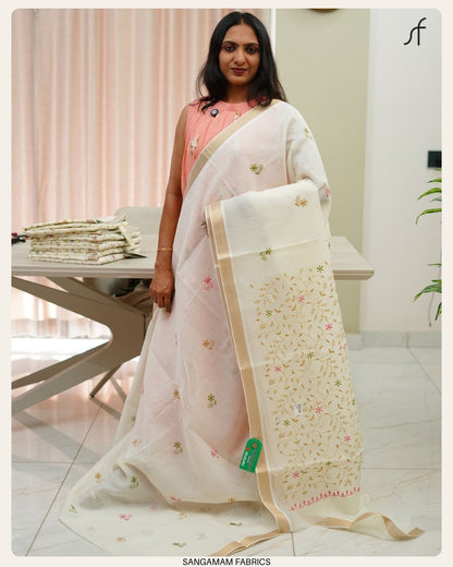SEMI CHANDERI SILK SAREE