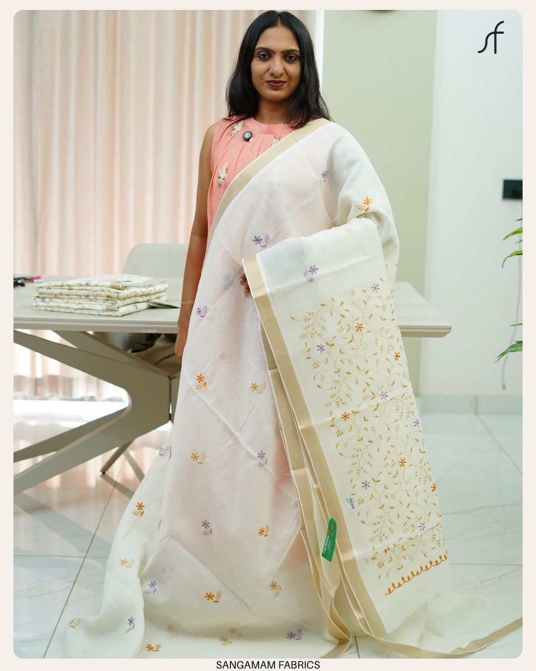 SEMI CHANDERI SILK SAREE