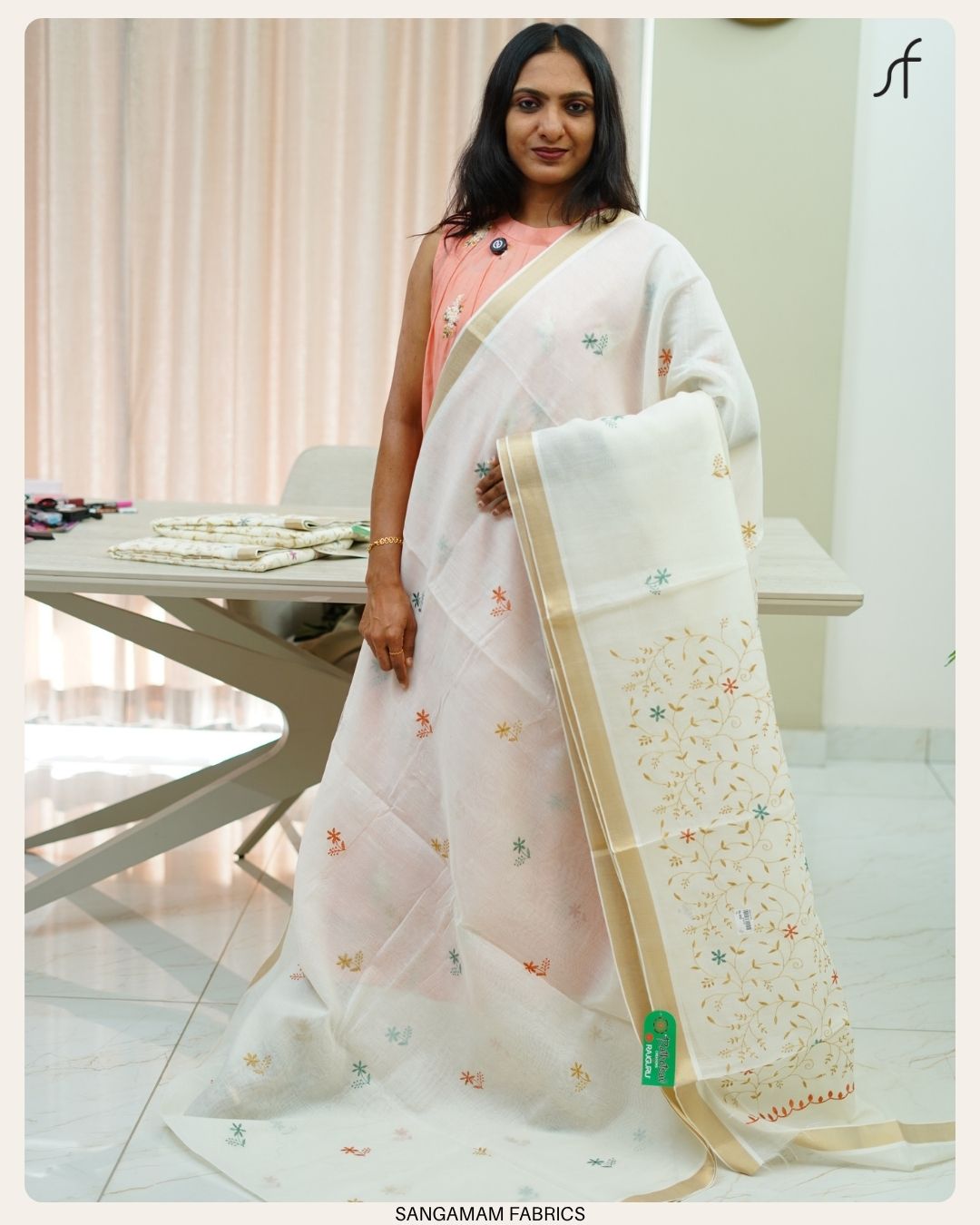 SEMI CHANDERI SILK SAREE