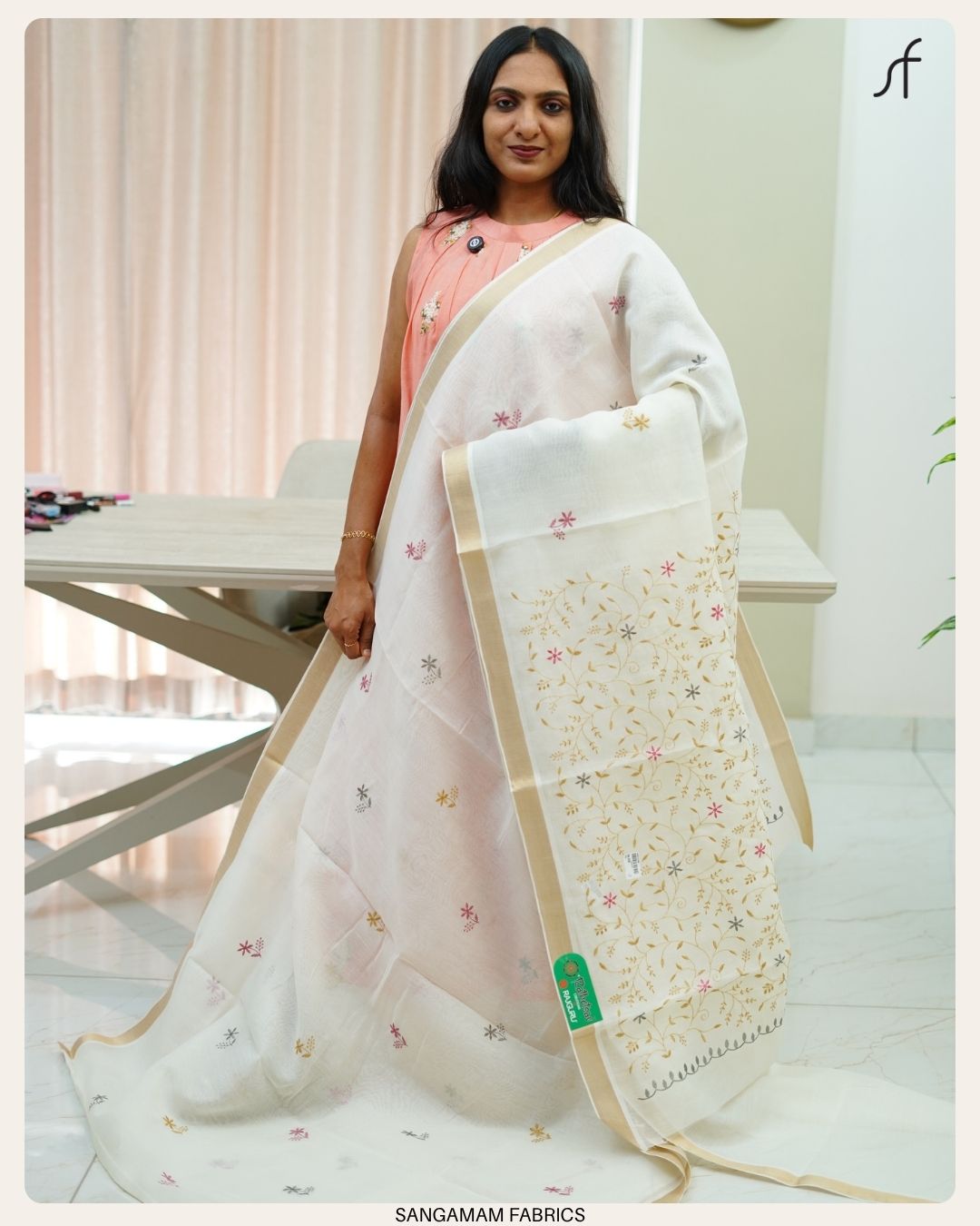 SEMI CHANDERI SILK SAREE