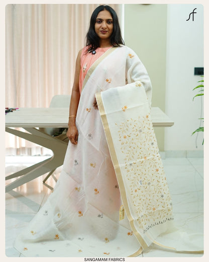SEMI CHANDERI SILK SAREE