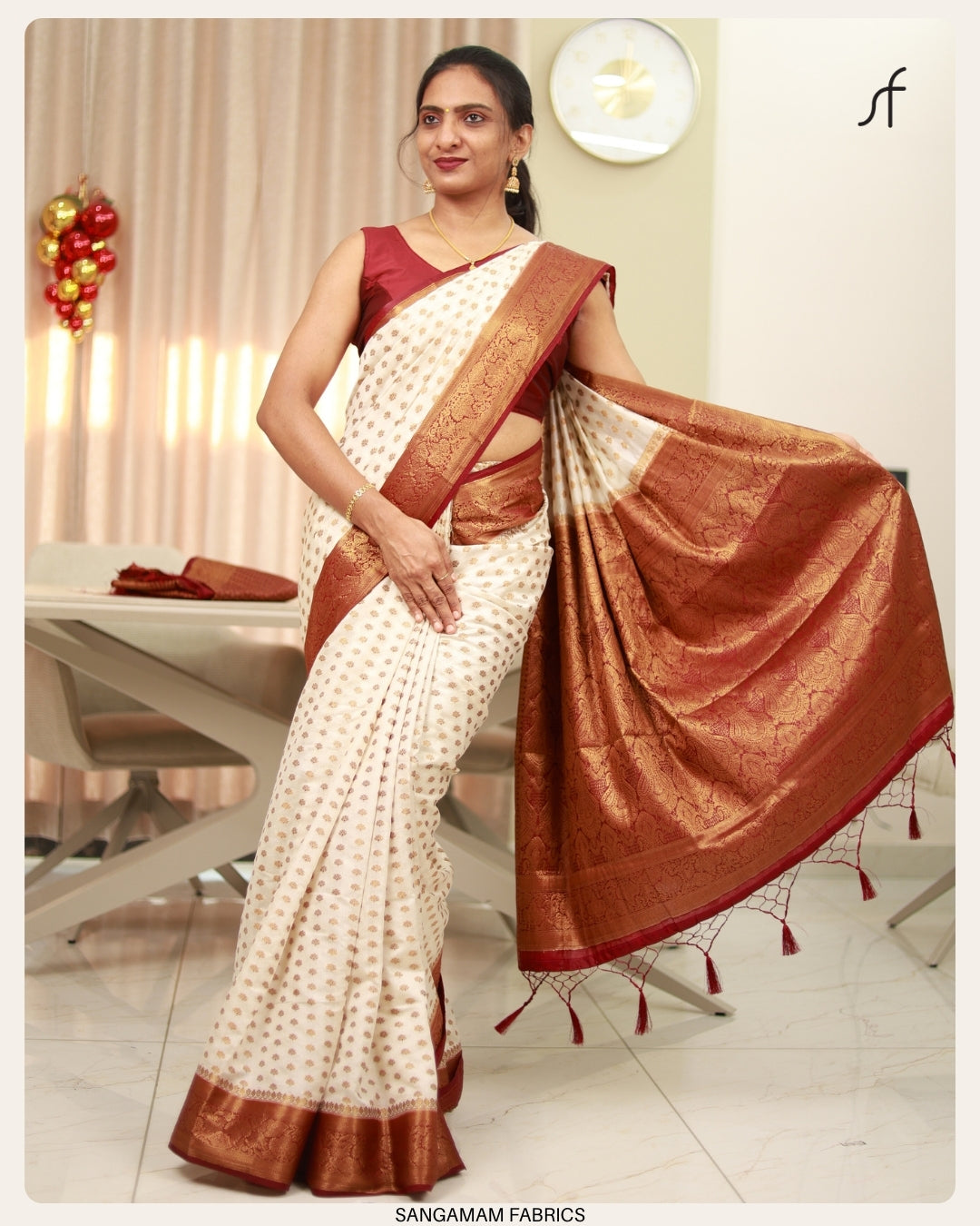 CREAM BANARASI SAREE