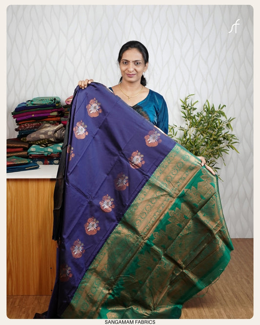 CONTRAST PATTEN BORDERLESS SEMI SILK SAREE