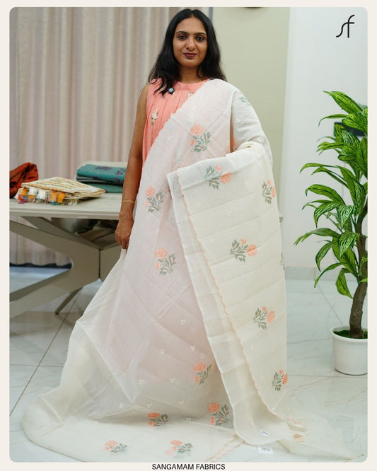 SEMI CHANDERI SILK SAREE