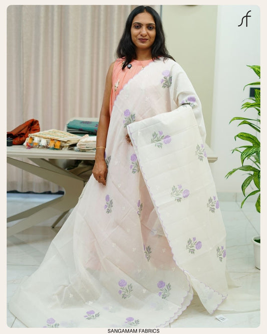 SEMI CHANDERI SILK SAREE
