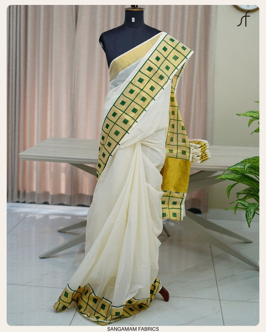 CHECK PRINTED KERALA SAREE