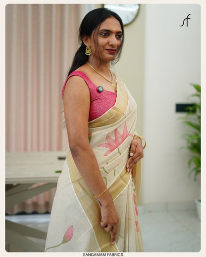 LOTUS PRINTED TISSUE SET SAREE
