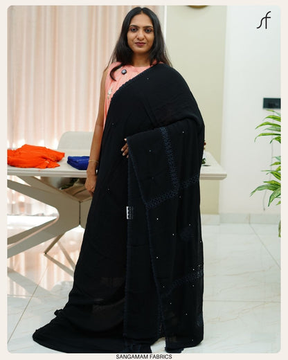 CROCHET DETAILED GEORGETTE SAREE