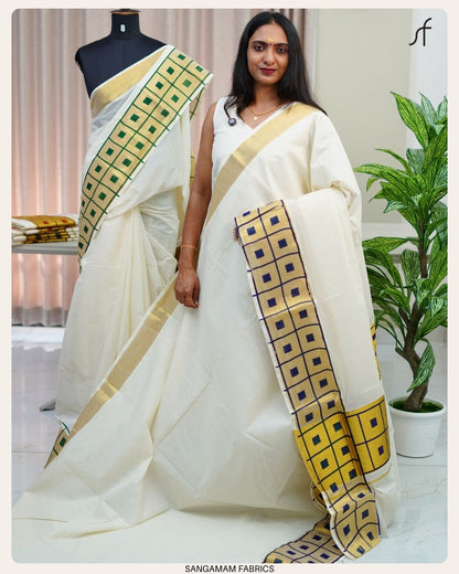 CHECK PRINTED KERALA SAREE