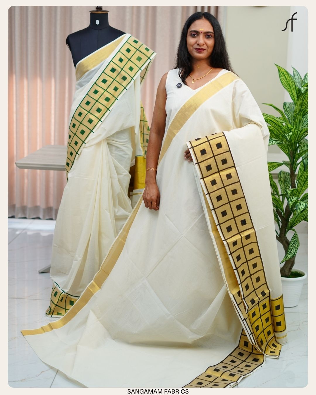 CHECK PRINTED KERALA SAREE