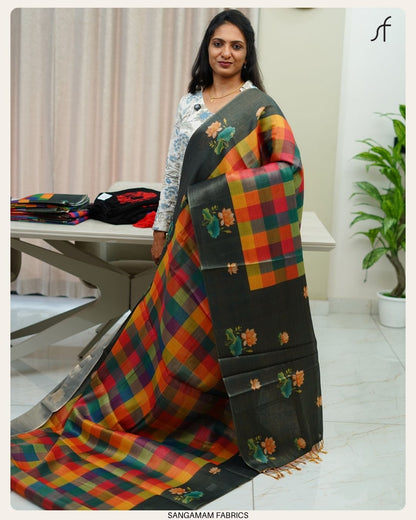 MADRAS CHECK DETAILED TISSUE SAREE