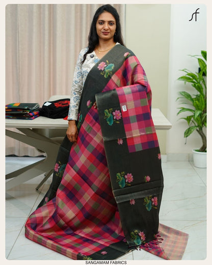 MADRAS CHECK DETAILED TISSUE SAREE