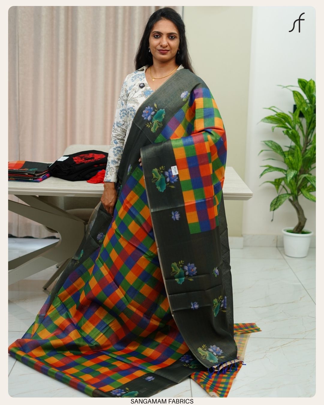 MADRAS CHECK DETAILED TISSUE SAREE