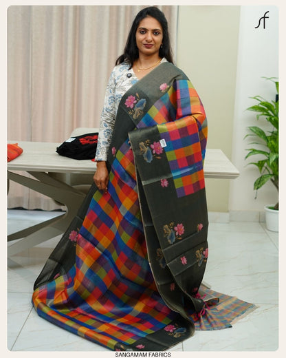 MADRAS CHECK DETAILED TISSUE SAREE