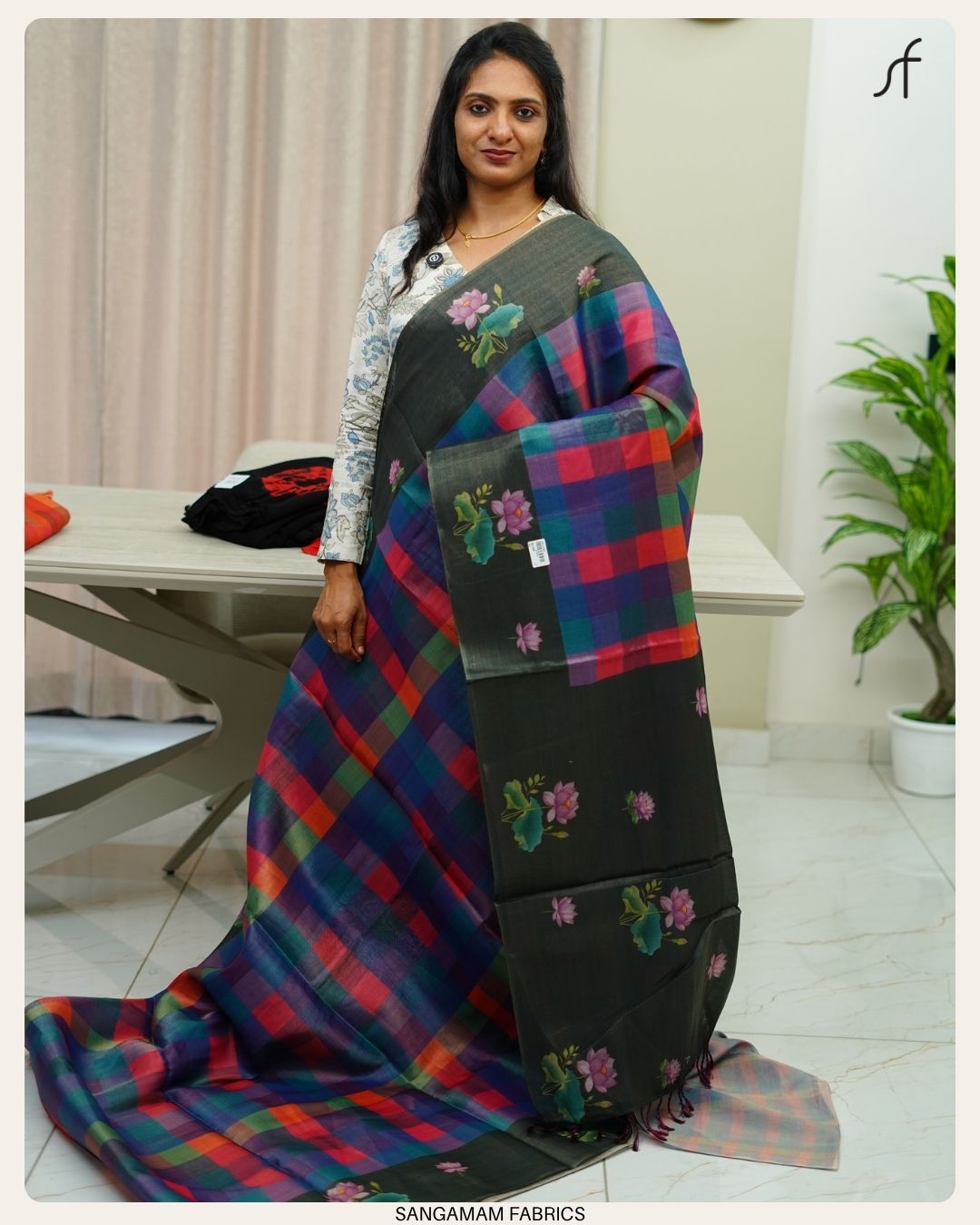 MADRAS CHECK DETAILED TISSUE SAREE