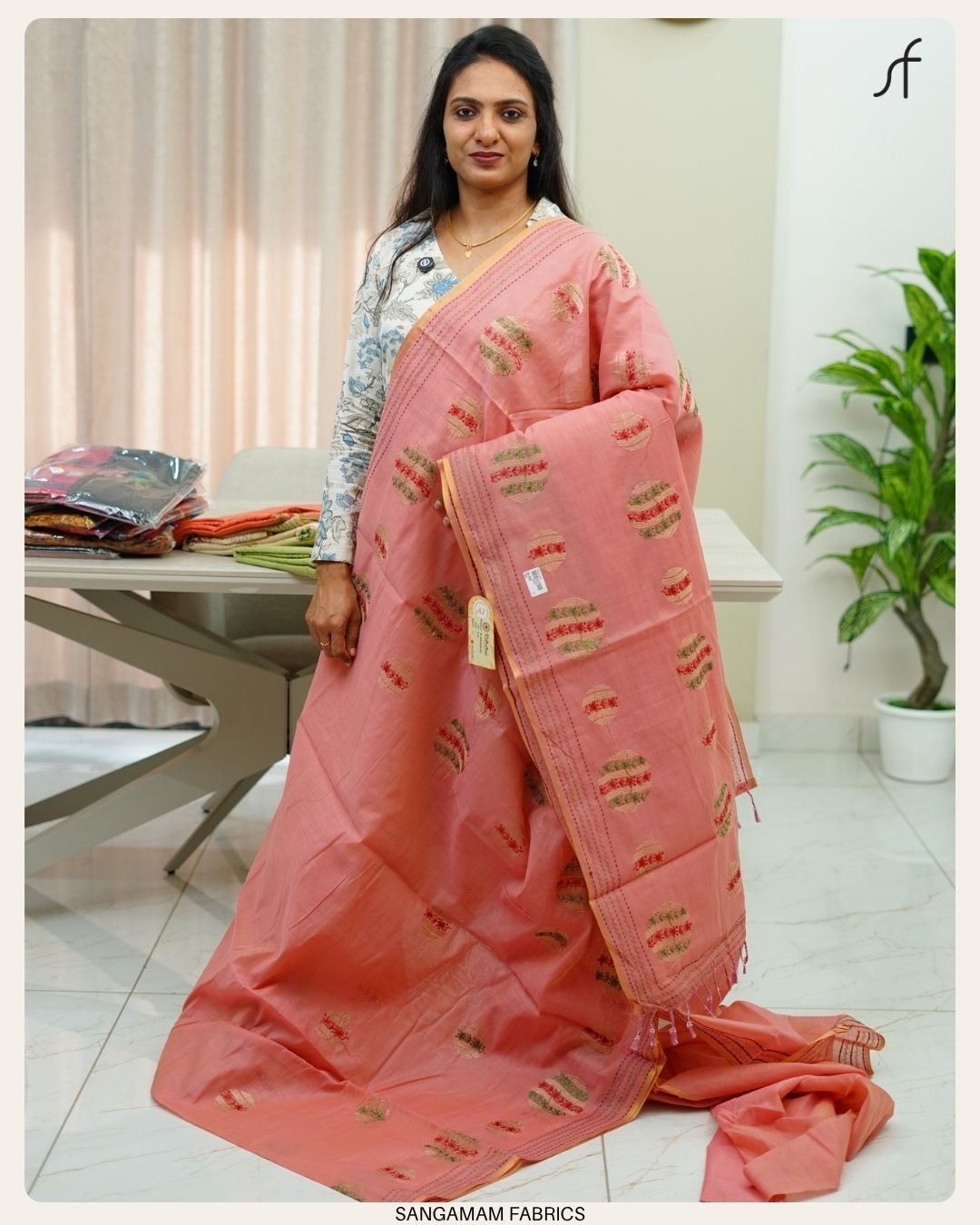 SEMI CHANDERI SILK SAREE