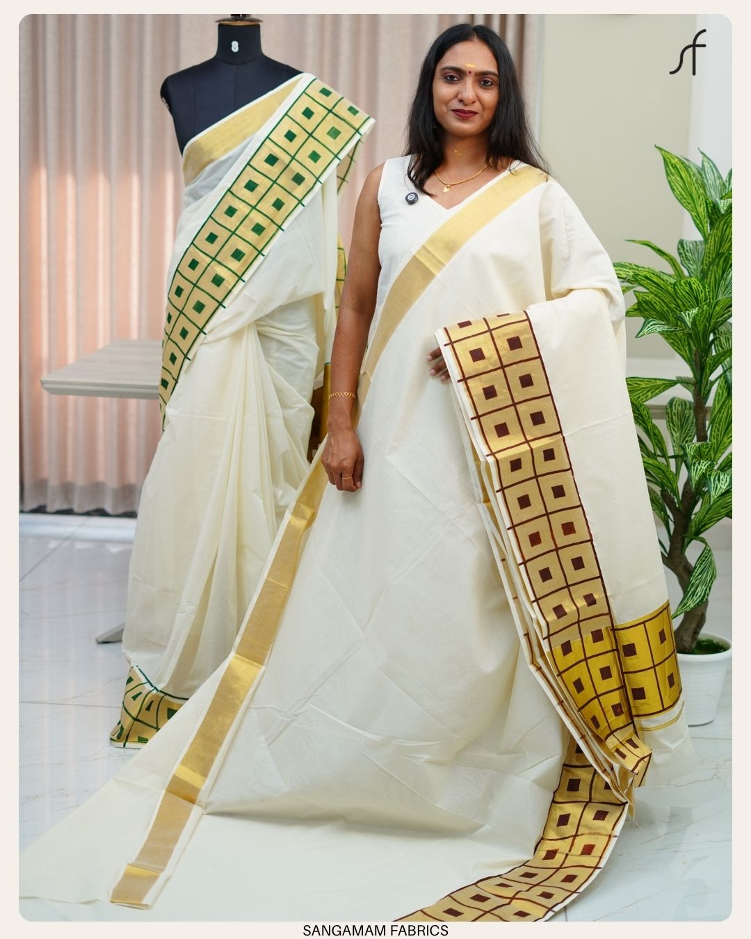 CHECK PRINTED KERALA SAREE