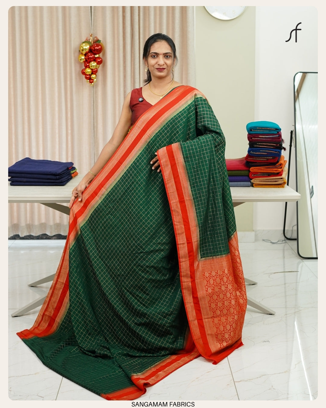 BENTEX BORDER BANARASI SAREE IN ROYAL CHECKS