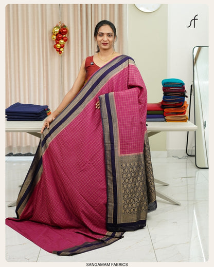 BENTEX BORDER BANARASI SAREE IN ROYAL CHECKS